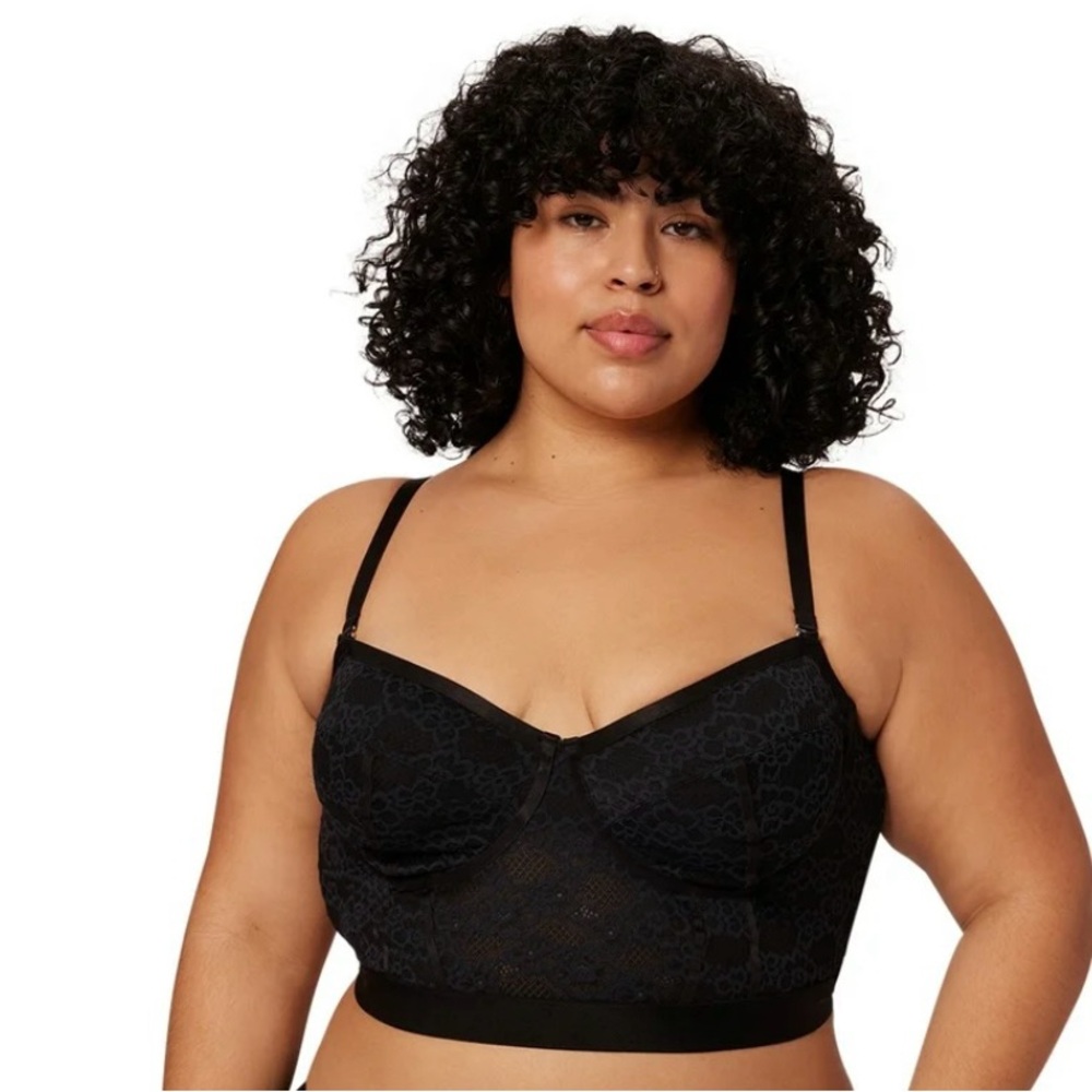 🔥 NWT Parade Black Lace Bustier Bra 3X Balconette Sexy‎ Top